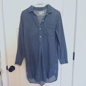 Madewell Blue Soft Denim Button Front Collared Shirt Dress Womens Small Jean